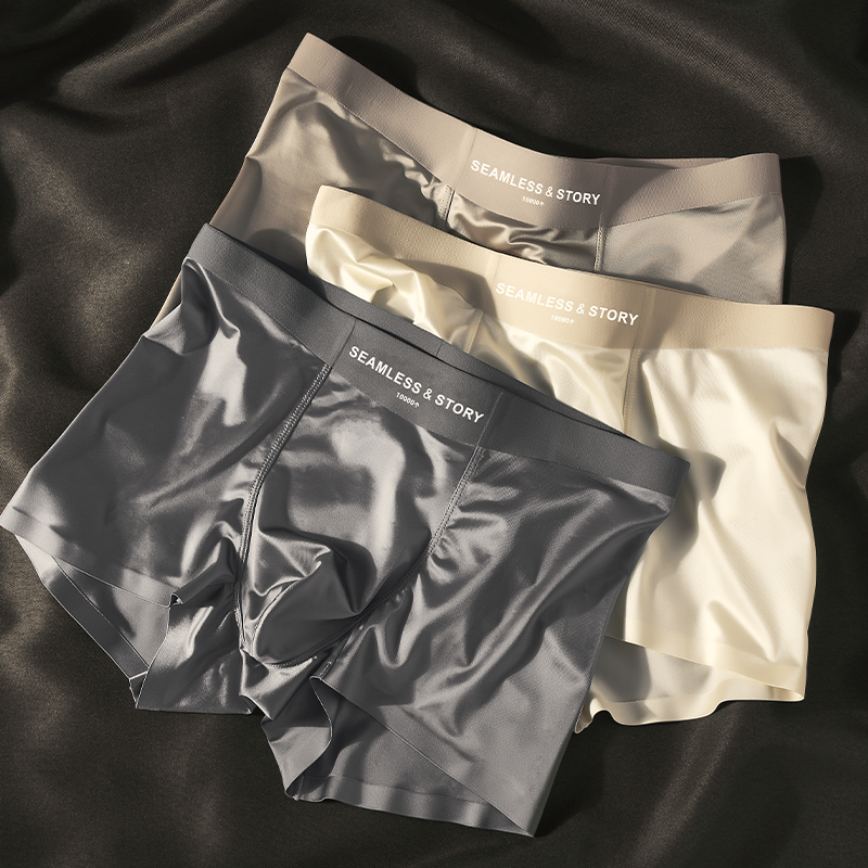 Elegant Silk Men's Ice Silk Underwear Mulberry Silk  Men's Boxer Briefs PACK OF 6