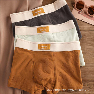Men's Cotton Underwear Breathable Soft Boxers Mid-Waist Briefs Short
